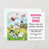 Animaux de ferme Invitation d'anniversaire (Devant / Derrière)