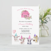 Animaux de ferme Invitation d'anniversaire fille (Debout devant)