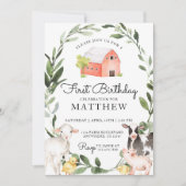 Animaux de ferme Invitation d'anniversaire pour un (Devant)