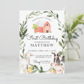 Animaux de ferme Invitation d'anniversaire pour un (Debout devant)