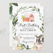 Animaux de ferme Invitation d'anniversaire pour un (Devant / Derrière)