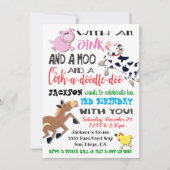 Animaux de ferme Invitation de fête d'anniversaire (Devant)