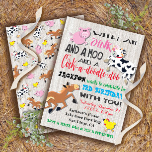 Animaux de ferme Invitation de fête d'anniversaire