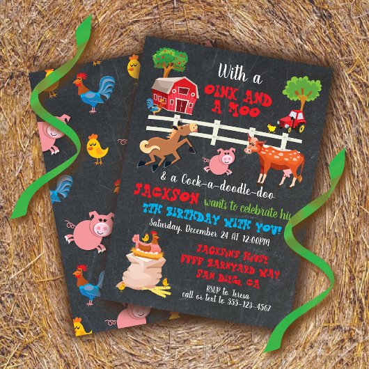 Animaux de ferme Invitation de fête d'anniversaire