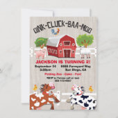 Animaux de ferme Invitation de fête d'anniversaire (Devant)