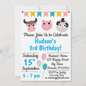 Animaux de ferme Invitations d'anniversaire (Devant)