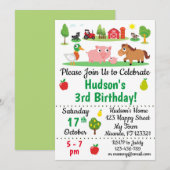 Animaux de ferme Invitations d'anniversaire (Devant / Derrière)