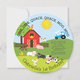 Animaux de ferme mignons Invitation à la fête d'an