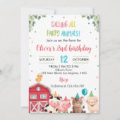 Animaux de ferme mignons Invitation d'anniversaire (Devant)