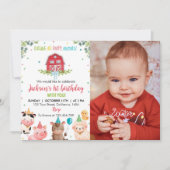 Animaux de ferme mignons Invitation d'anniversaire (Devant)