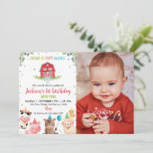 Animaux de ferme mignons Invitation d'anniversaire (Debout devant)