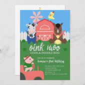 Animaux de ferme mignons Invitation de fête d'anni (Devant / Derrière)