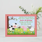 Animaux de ferme mignons Invitations de fête d'ann (Debout devant)
