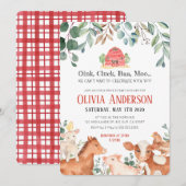 Animaux de ferme Parade Baby shower Invitation (Devant / Derrière)