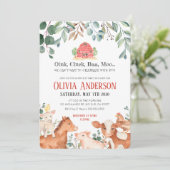 Animaux de ferme Parade Baby shower Invitation (Debout devant)
