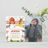 Animaux de ferme photo Brown Invitations d'anniver (Debout devant)