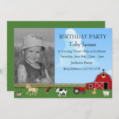 Animaux de ferme Photo personnalisée Invitation An (Devant / Derrière)