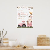 Animaux de ferme Pink Barnyard Poster de bienvenue (Cuisine)