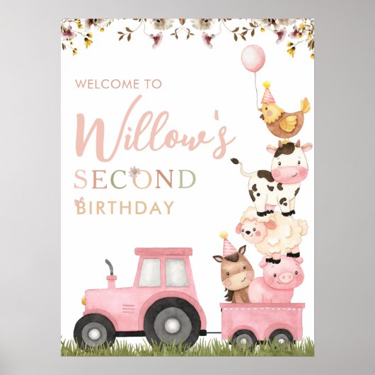Animaux de ferme Pink Barnyard Poster de bienvenue (Devant)