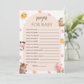 Animaux De Ferme Prières Baby showers Pour Carte B (Debout devant)