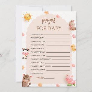 Animaux De Ferme Prières Baby showers Pour Carte B