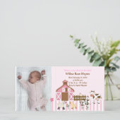 Animaux de ferme roses Photo Faire-part de naissan (Debout devant)