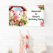 Animaux de ferme roses pour enfants Bannière d'ann (En situation)