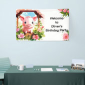 Animaux de ferme roses pour enfants Bannière d'ann (Salon professionnel)