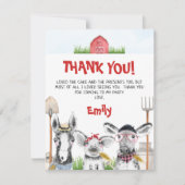 Animaux de ferme tirés Carte de remerciements d'an (Devant)