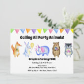 Animaux de fête adorables Invitation d'anniversair (Debout devant)
