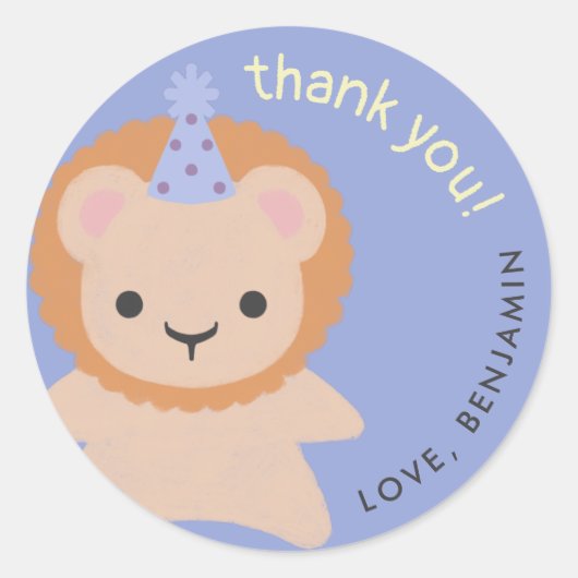 Animaux de fête Anniversaire Sticker Merci simple (Devant)