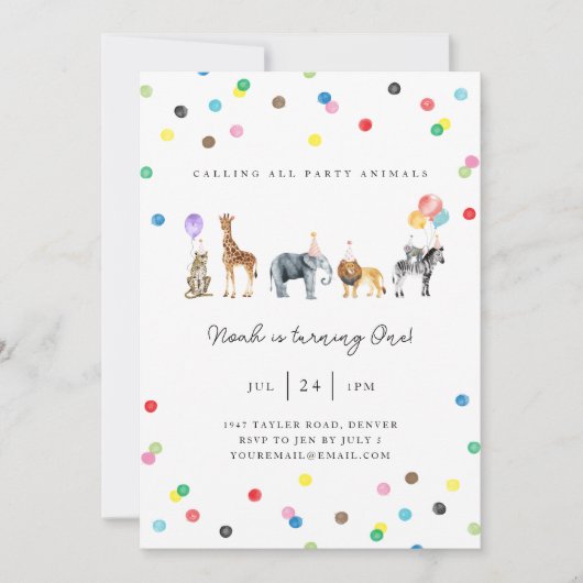 Animaux de fête Carte d'invitation d'anniversaire (Devant)