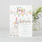 Animaux de fête Chèvre 4e anniversaire Invitation  (Debout devant)