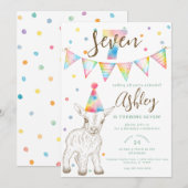 Animaux de fête Chèvre 7e anniversaire Invitation  (Devant / Derrière)