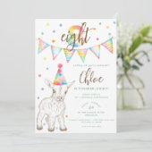 Animaux de fête Chèvre 8e anniversaire Invitation (Debout devant)