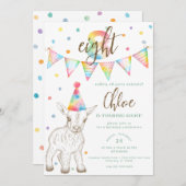 Animaux de fête Chèvre 8e anniversaire Invitation (Devant / Derrière)