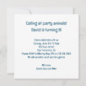 Animaux de fête d'âne, invitation d'anniversaire d (Dos)