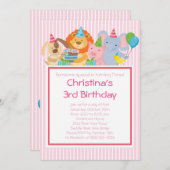 Animaux de fête d'anniversaire Invitations (Devant / Derrière)