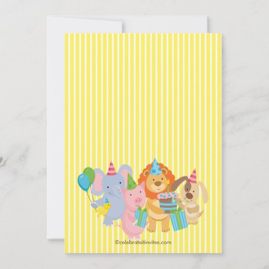 Animaux de fête d'anniversaire Invitations (Dos)
