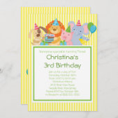 Animaux de fête d'anniversaire Invitations (Devant / Derrière)