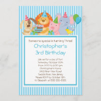 Animaux de fête d'anniversaire Invitations