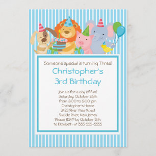 Animaux de fête d'anniversaire Invitations