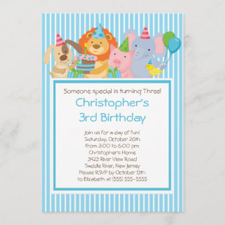 Animaux de fête d'anniversaire Invitations
