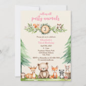 Animaux de fête de bois Invitation de fête d'anniv (Devant)