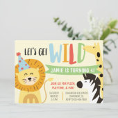 Animaux de fête de zoo sauvage Invitation d'annive (Debout devant)