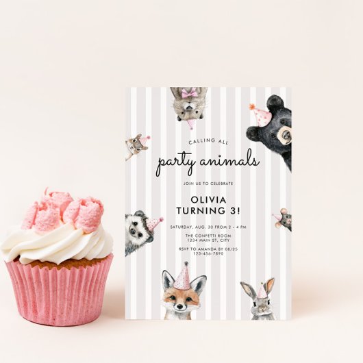 Animaux de fête Forêt Anniversaire Invitation
