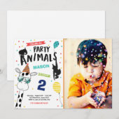 Animaux de fête Invitation Anniversaire Zoo sauvag (Devant / Derrière)