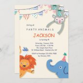 Animaux de fête Invitation d'anniversaire (Devant / Derrière)