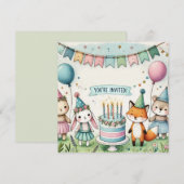 Animaux de fête Invitation d'anniversaire (Devant / Derrière)