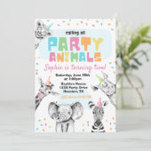 Animaux de fête Invitation d'anniversaire | Animau (Debout devant)